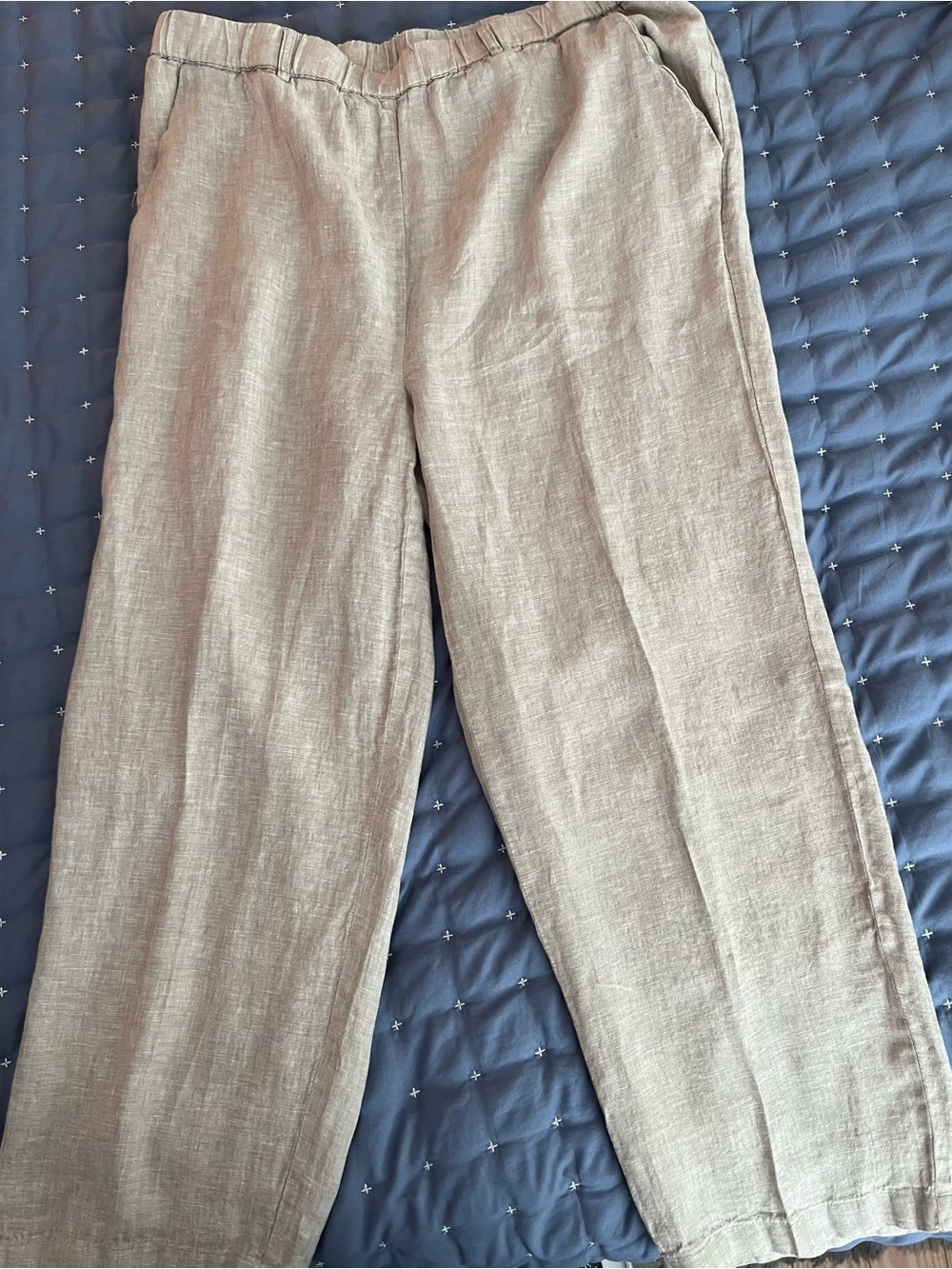 Quince brand Lightweight Linen Blend Wide-Leg Pants — Neutral Taupe